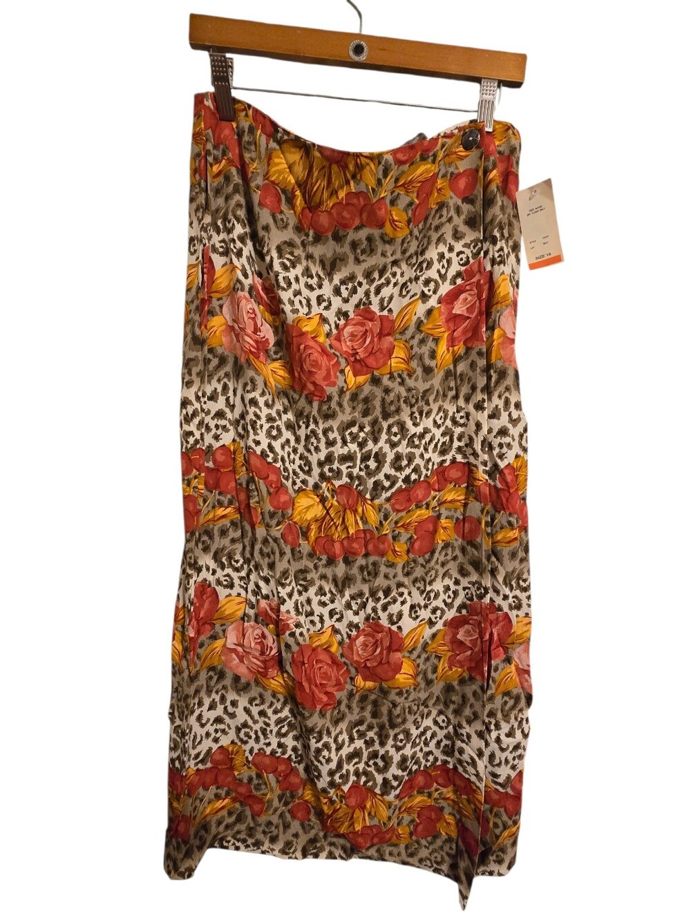 Vintage | Floral Leopard Print Midi Skirt